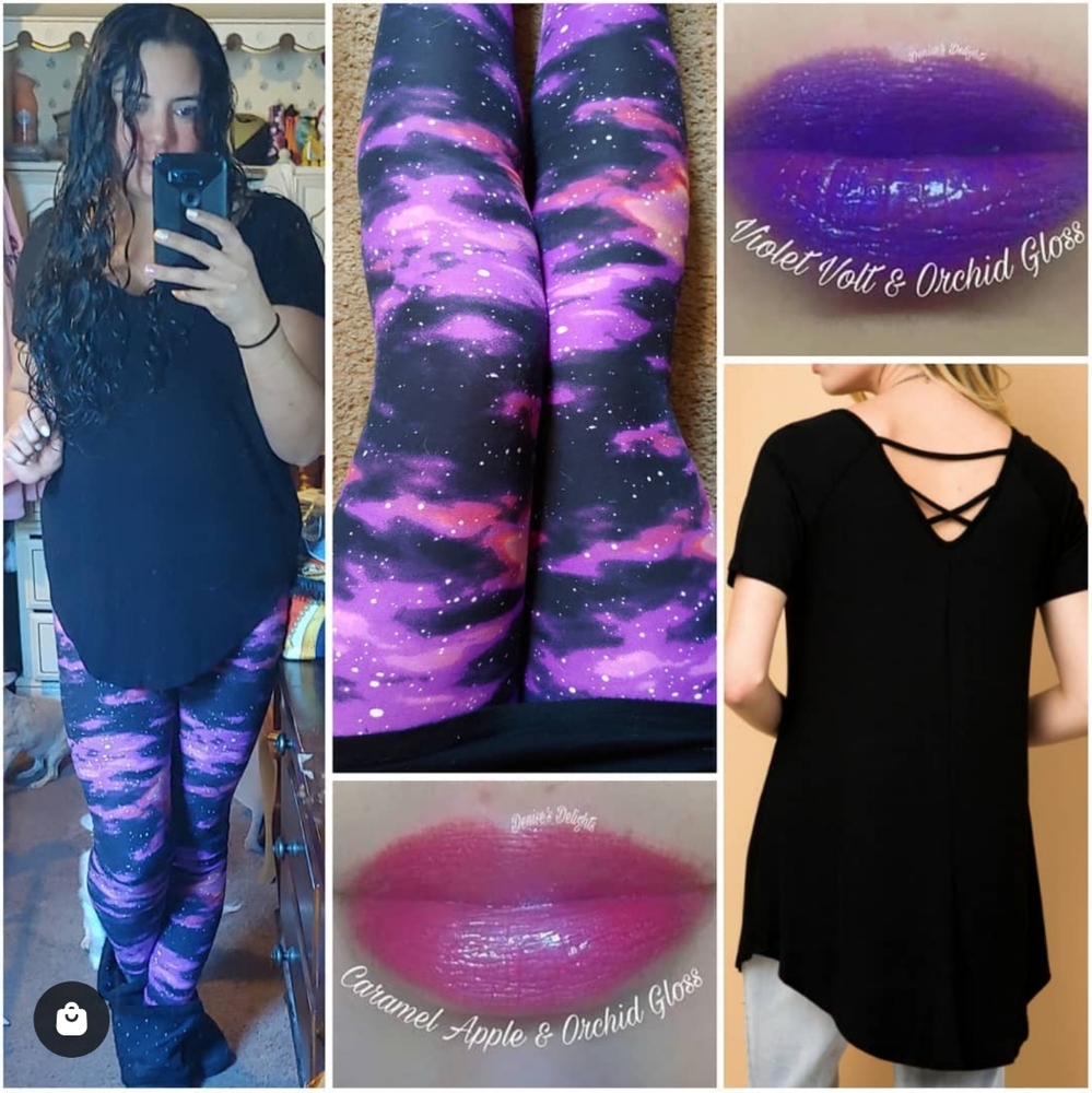 One Size Purple Galaxy Print Leggings
